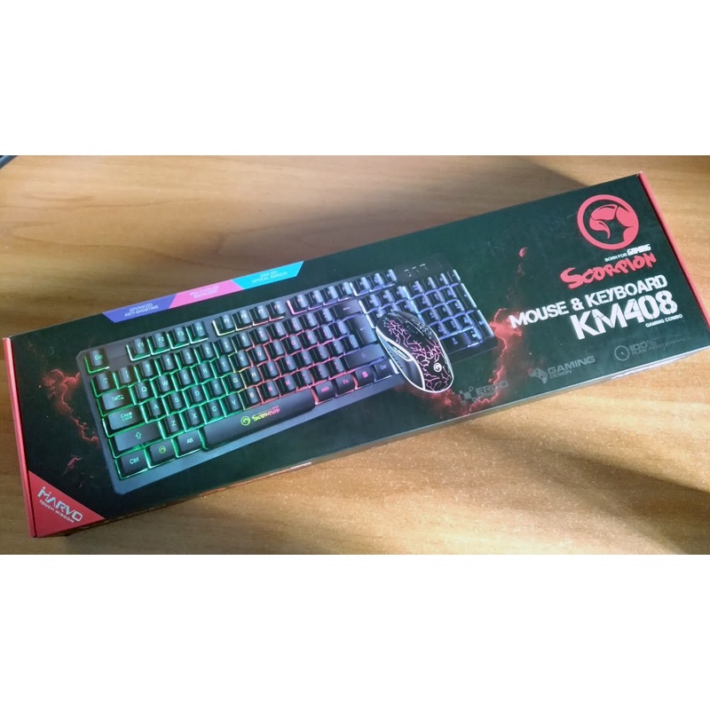 Bộ bàn phím và chuột Marvo KM408 led đa màu - chơi game cực ổn (Đen) - Nhất Tín Computer
