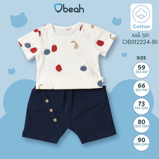 Bộ cộc tay cho bé chất liệu cotton cao cấp mềm mát mặc mùa hè thương hiệu Obeah OB012224