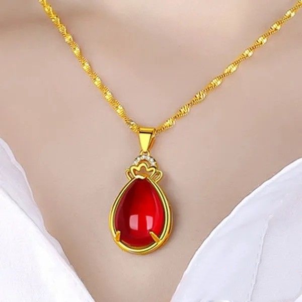 Hàng Chính Hãng Chính Hãng Dây Chuyền Vàng Thật Mặt Hình Cỏ Bốn Lá Đỏ Yu Chính Hãng Thời Trang Cho Nữ