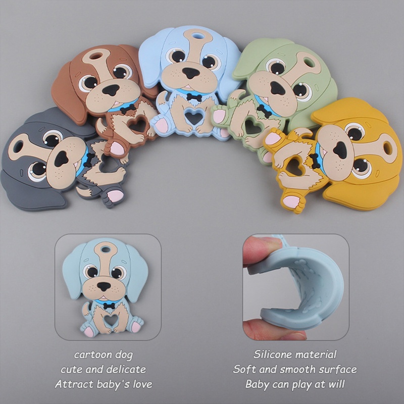 Đồ Chơi Ngậm Nướu Bằng Silicon Hình Chú Chó Hoạt Hình Dễ Thương Cho Bé