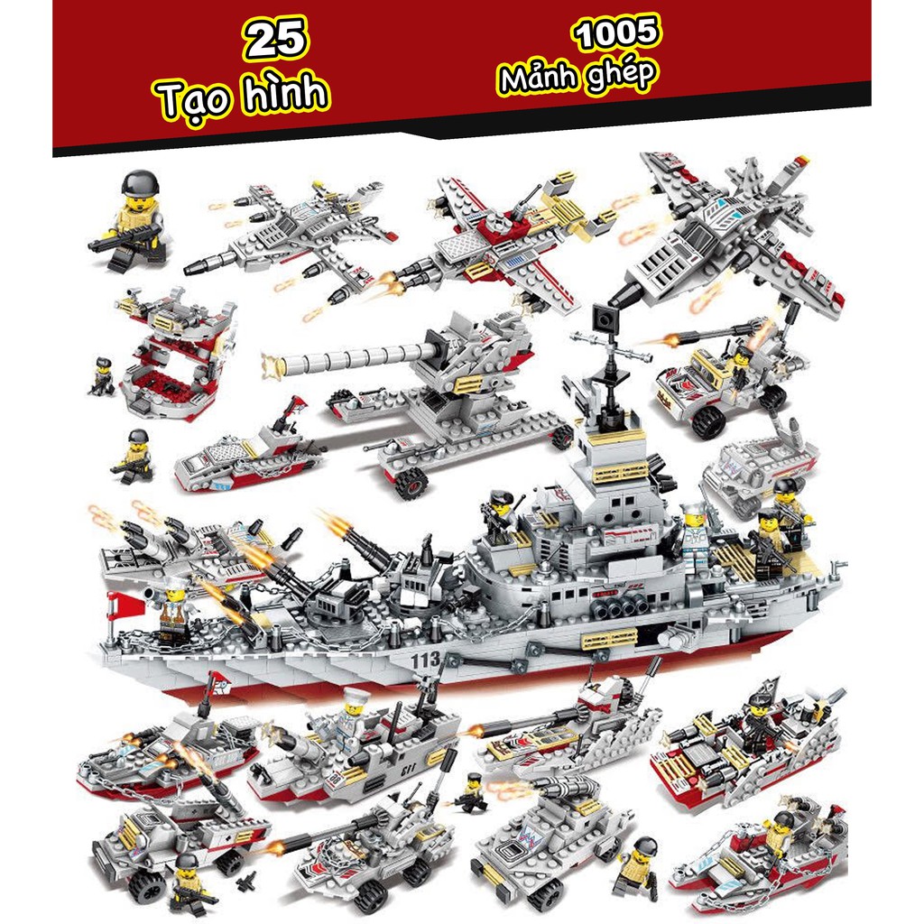 [1005 CHI TIẾT - DÀI 45CM] BỘ ĐỒ CHƠI LẮP GHÉP CHIẾN HẠM TUẦN DƯƠNG, LEGO TÀU THUYỀN CHIẾN BẢO VỆ BỜ BIỂN