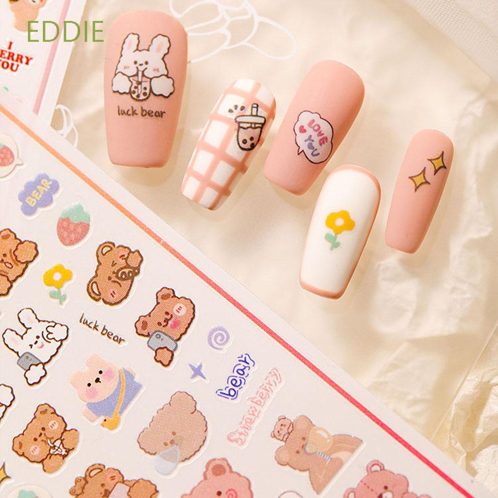 Miếng Dán Trang Trí Móng Tay Hình Gấu 3D Nhiều Màu Dễ Thương