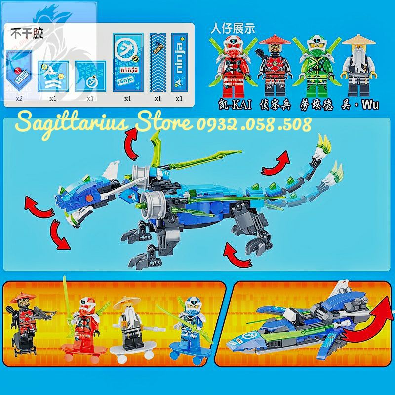 Lego JLB 3D150 Lắp Ráp Robot Rồng Băng Ninjago ( 501 Mảnh - Xanh )[ HOT ]