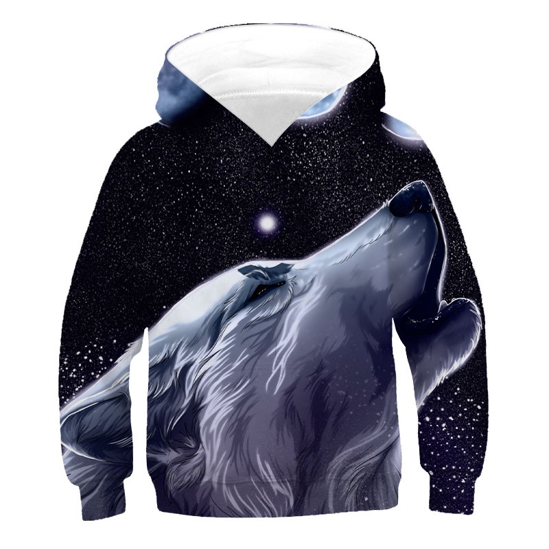 Áo Hoodie Tay Dài In Hình Sói 3D Thời Trang Dành Cho Nam Nữ