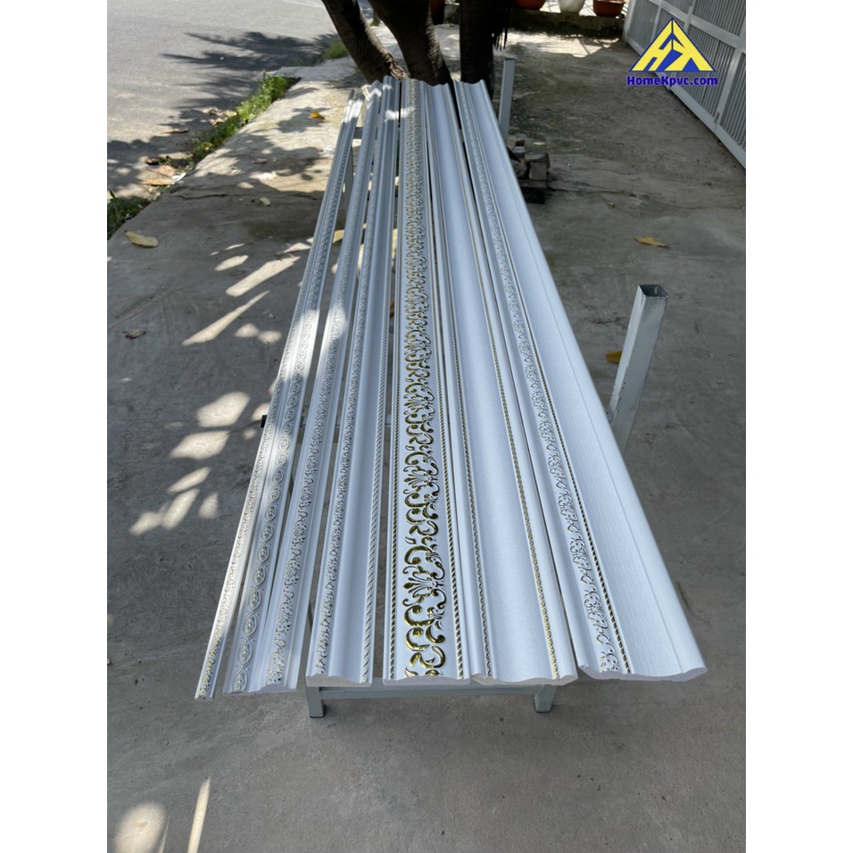 Phào Chỉ Trang Trí Tường Nhựa PS Bản 1,6cm Hoa Văn Nhũ Vàng