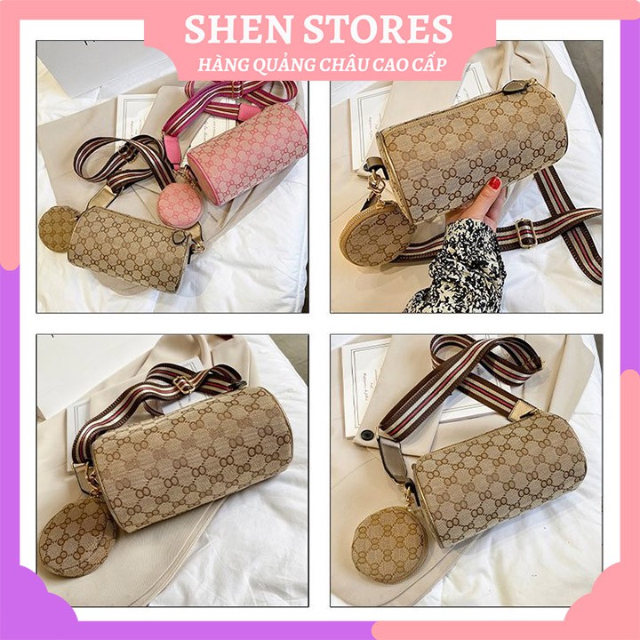 Túi trống mini, túi xách đeo chéo nữ đẹp kèm ví tròn cao cấp phong cách Hàn Quốc giá rẻ SHEN STORE T0698