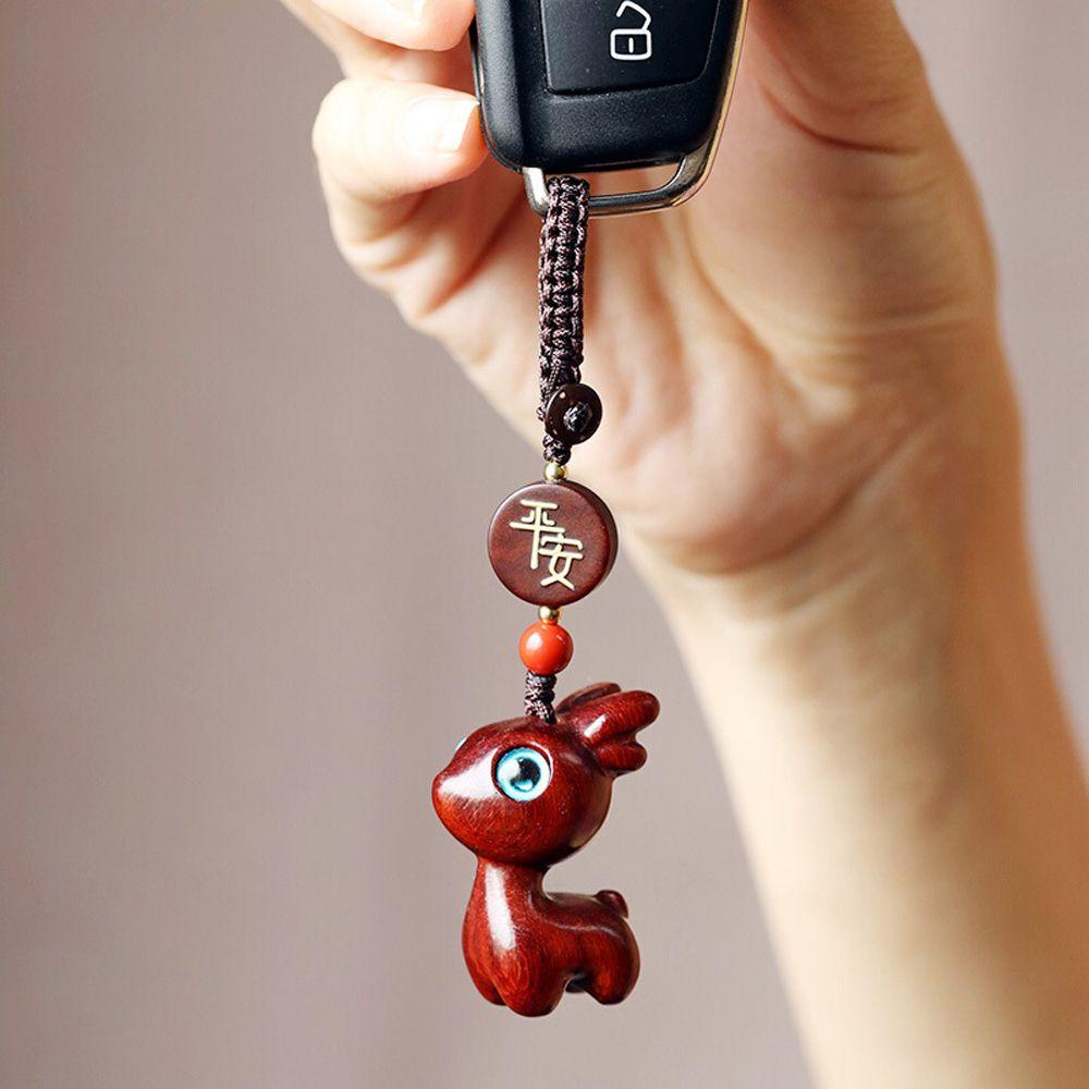 LANFY Móc Điện Thoại / Chìa Khóa Bằng Gỗ Đàn Hương Họa Tiết Hoạt Hình Dễ Thương Cho Bé