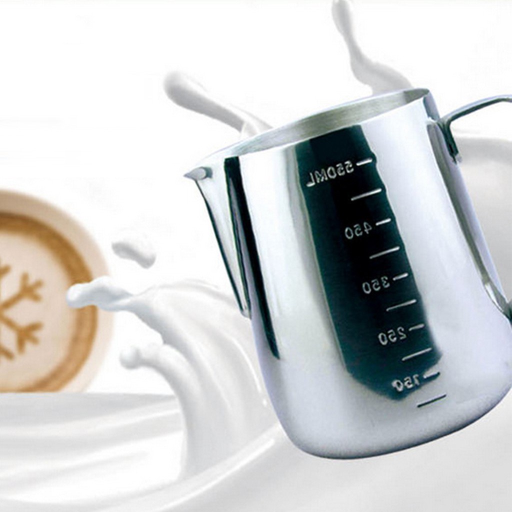 Milk Jug Frothing Cup Pitcher Stainless Steel Latte Cappuccino Drink 350ml