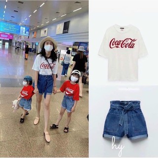 bán sỉ set  quần bò áo thun chữ coca.cola