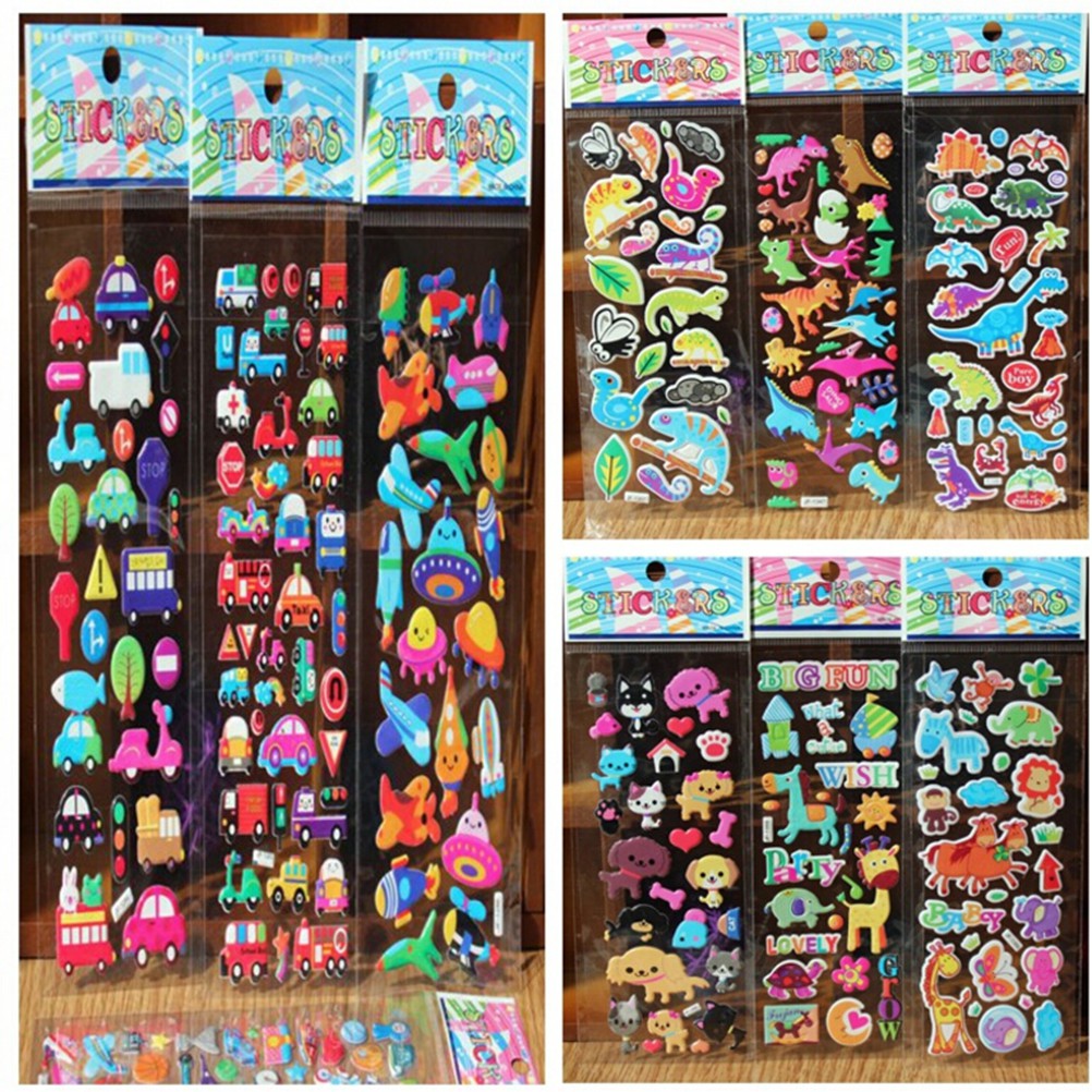 Bộ 10 Sticker Hoạt Hình 3D Cổ Điển Đáng Yêu