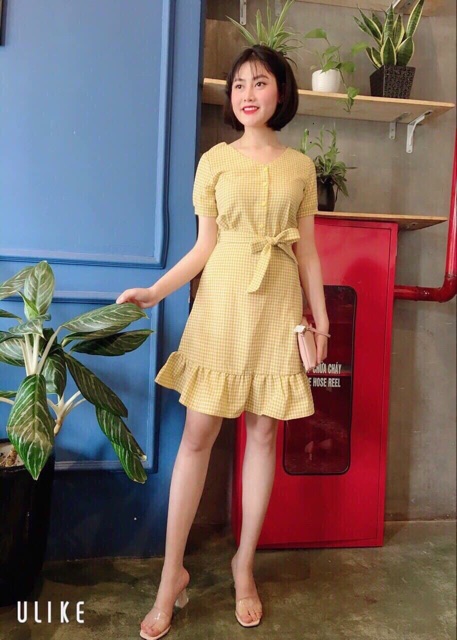 Váy kẻ thắt nơ eo 3 màu | BigBuy360 - bigbuy360.vn