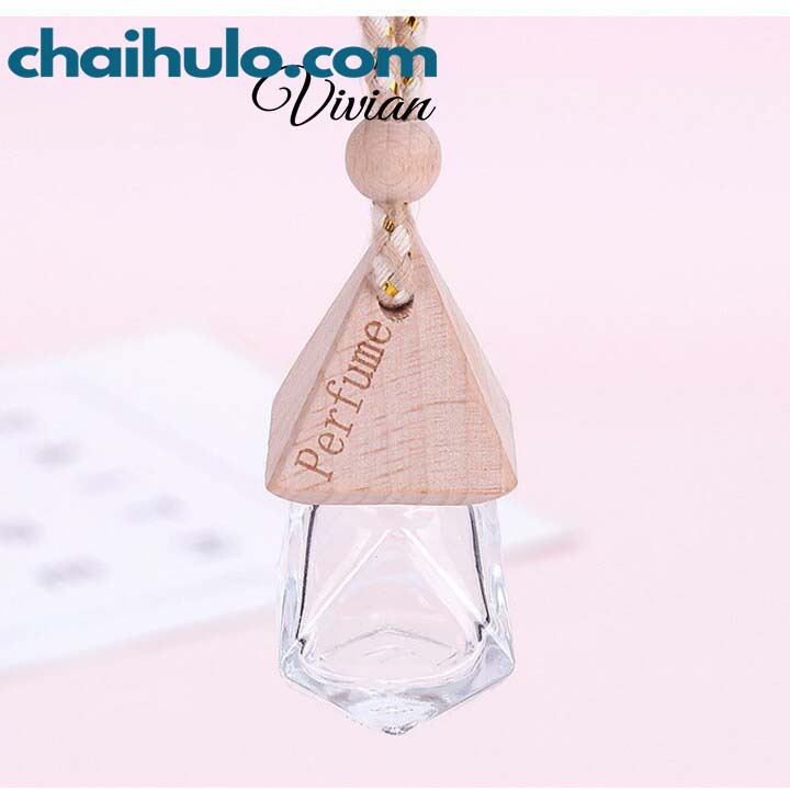 7ml chai lọ đựng tinh dầu treo xe ô tô nắp gỗ thân lục lăng