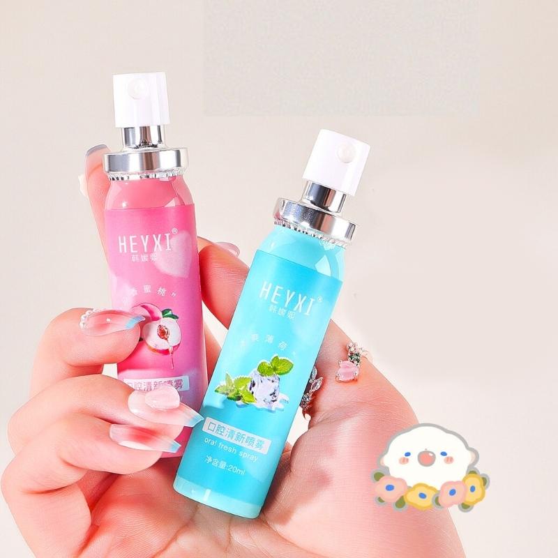 Xịt thơm miệng HEYXI vị đào/ bạc hà kháng khuẩn thơm mát dung tích 20ML