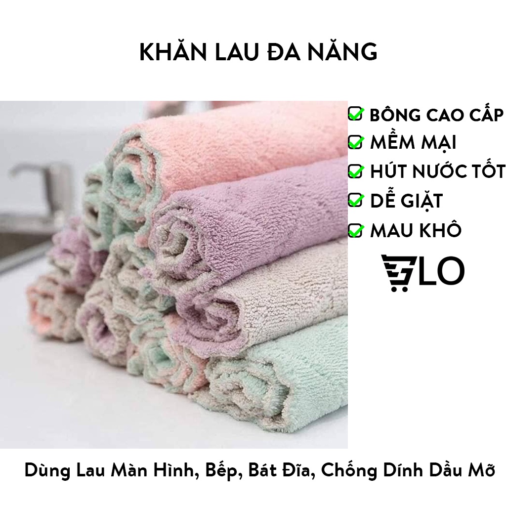 Khăn Lau Đa Năng Không Bụi Lau Màn Hình, Bếp, Bát Đĩa, Cốc Chén Siêu Thấm Nước, Chống Dính Dầu Mỡ Hai Mặt 15x26cm