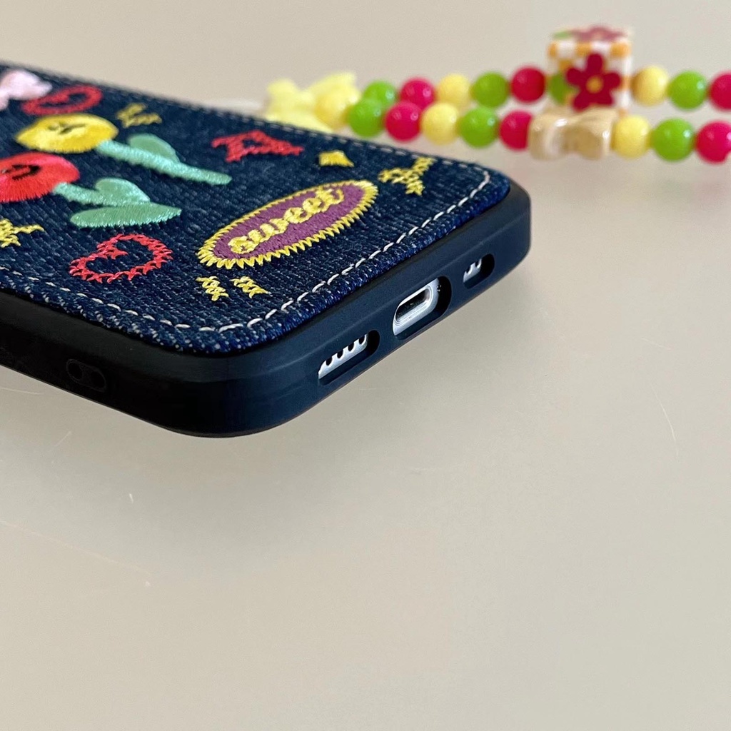 Ốp Điện Thoại denim Chống Sốc Có Dây Đeo Cho iphone 15 14 13 12 11 pro max