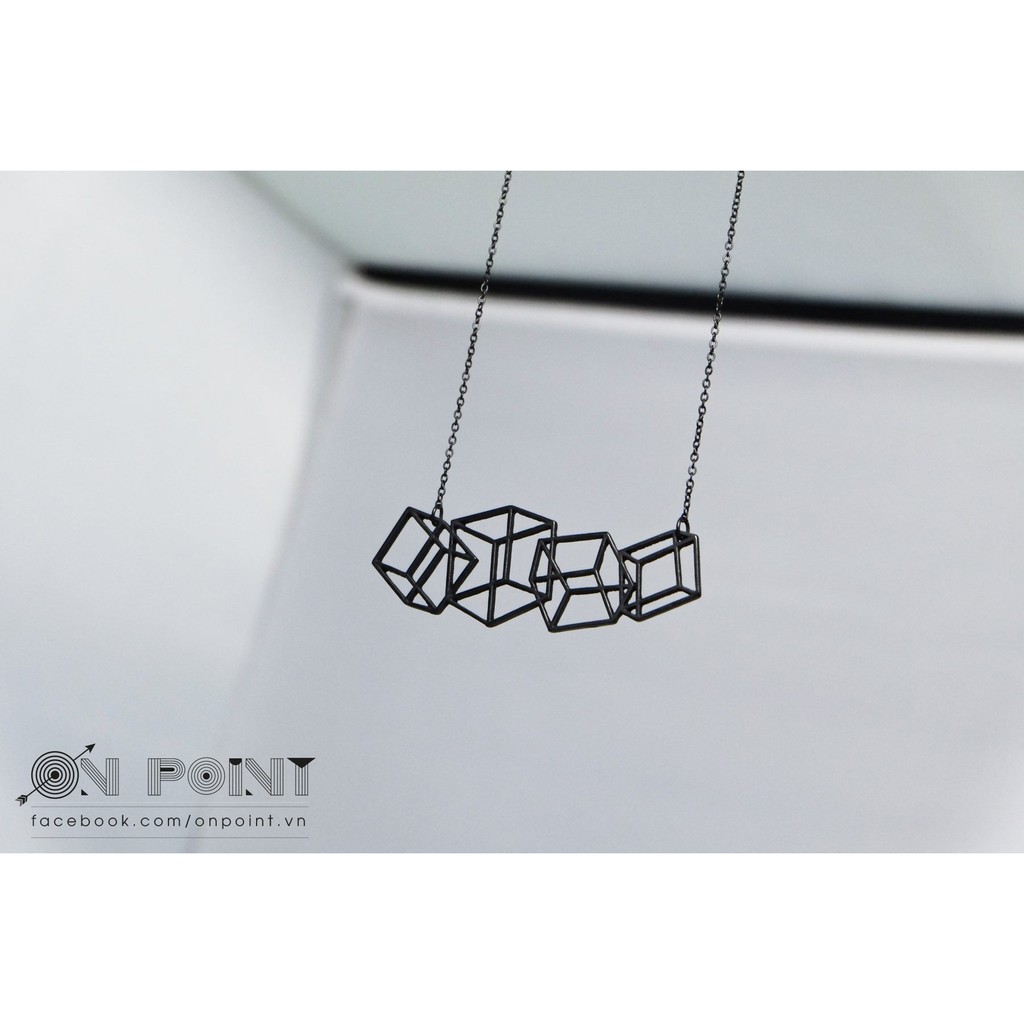 3D Quadruplets Necklace (Black)
