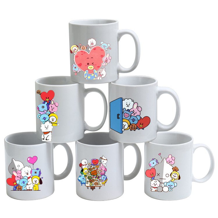 Cốc 2 lớp tfboys da pu C2DI40 ly giữ nhiệt Cốc sứ army cute dễ thương