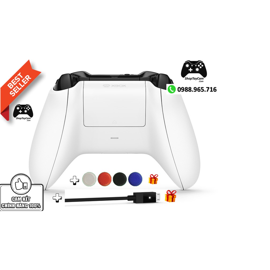 Tay Cầm Xbox One S Trắng Chính Hãng + Tặng Kèm Cáp USB + Bọc Cần Tối Ưu PC / FO4 / FIFA | BigBuy360 - bigbuy360.vn