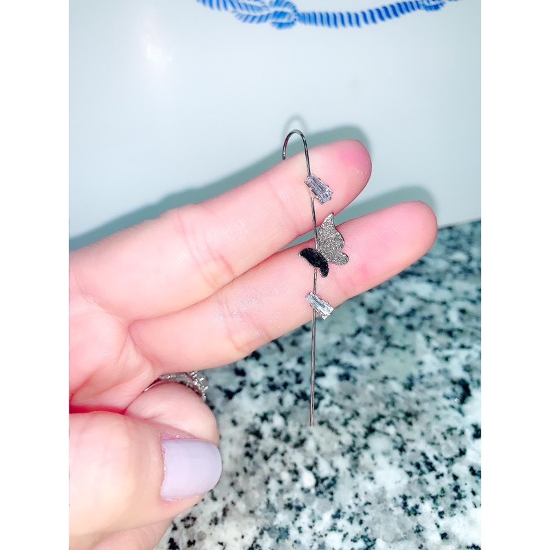 bông tai đính đá kẹp vành tai,thiết kế phong cách hàn quốc sang chảnh