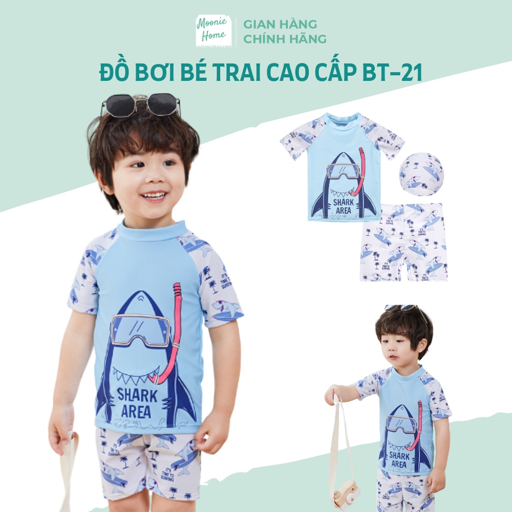 (Mới Nhất 2022) Đồ Bơi Bé Trai Hình Cá Mập Trắng Xanh BT-22