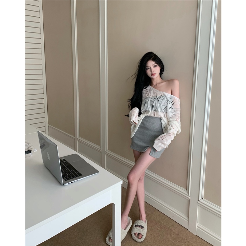 Porozi  Áo dệt kim  tay dài hở lưng thời trang dành cho nữ