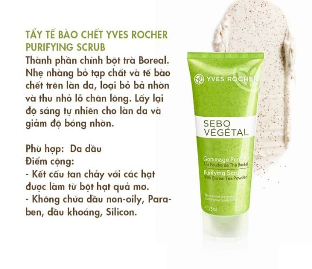 Tẩy Tế Bào Chết cho da dầu Yves Rocher Purifying Scrub 75ml