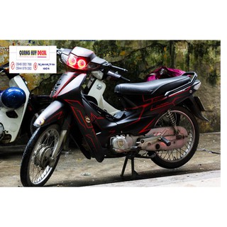 Tem trùm wave đen chỉ đỏ loại nhỏ Thái đời đầu 2002, độ phủ bộ team decal cho xe máy rẻ đẹp
