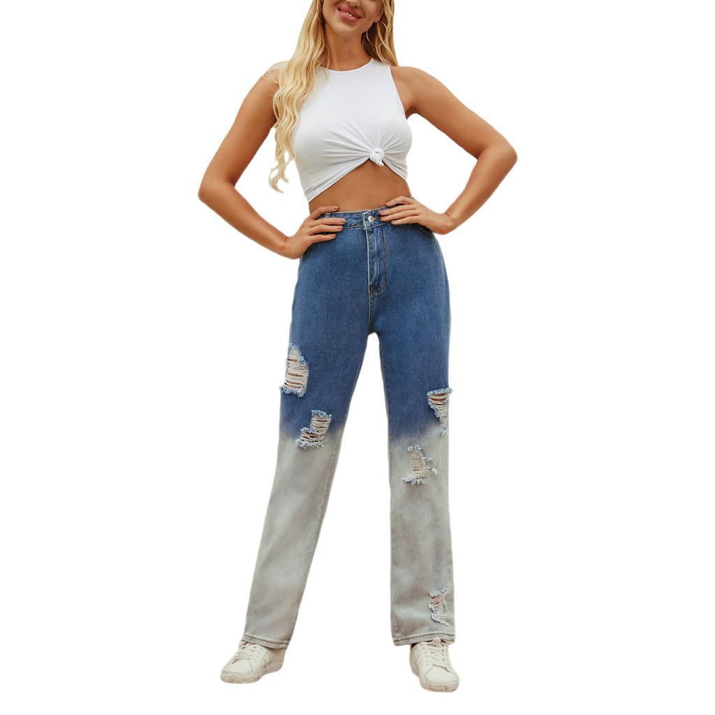 Quần Dài Jean Nữ Rách Kiểu Thời Trang Cá Tính