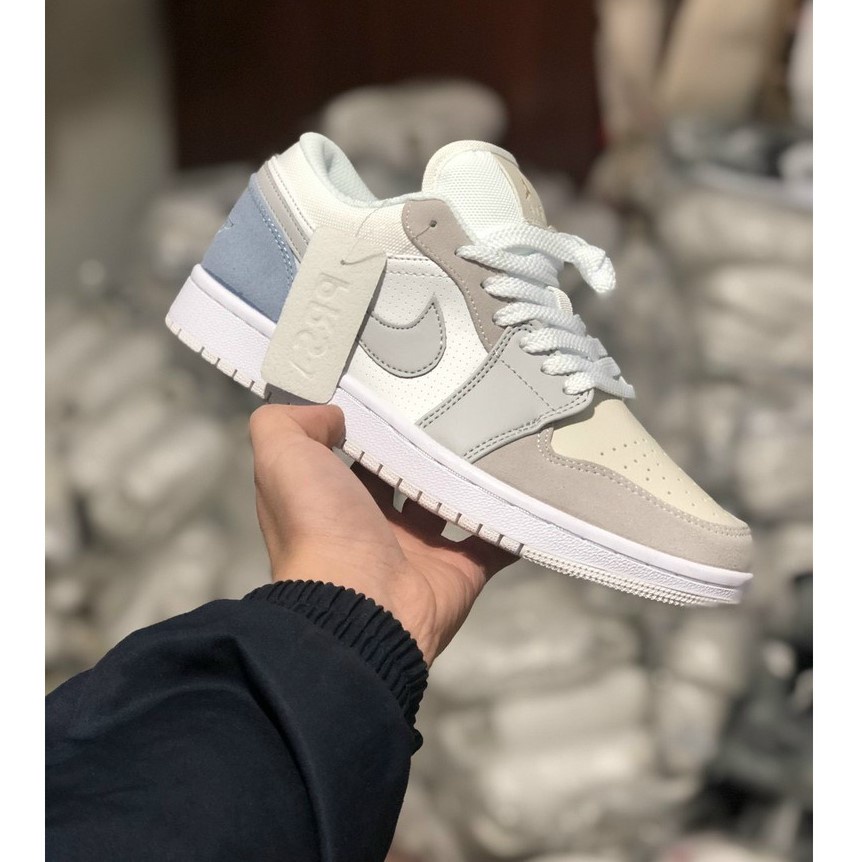 Giày Jordan 1 low paris trắng xám cổ thấp bản cao cấp 1-1 hàng trung full phụ kiện
