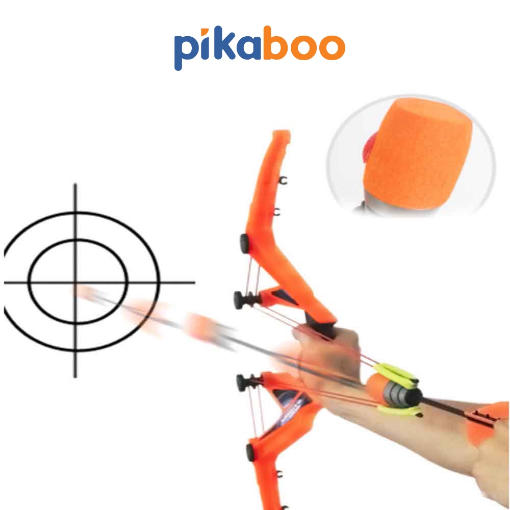 Cung tên đồ chơi cho bé Pikaboo cao cấp, đồ chơi thể thao, mũi tên dính cao su an toàn