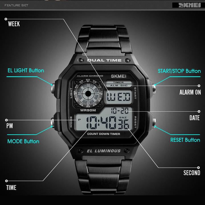 Đồng Hồ Nam Điện Tử Skmei 1335 EL Luminous
