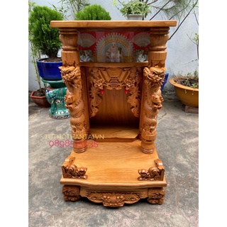 Bàn thờ thần tài ông địa Rồng Cuộn 60 x 60 x 98cm Hàng loại dày