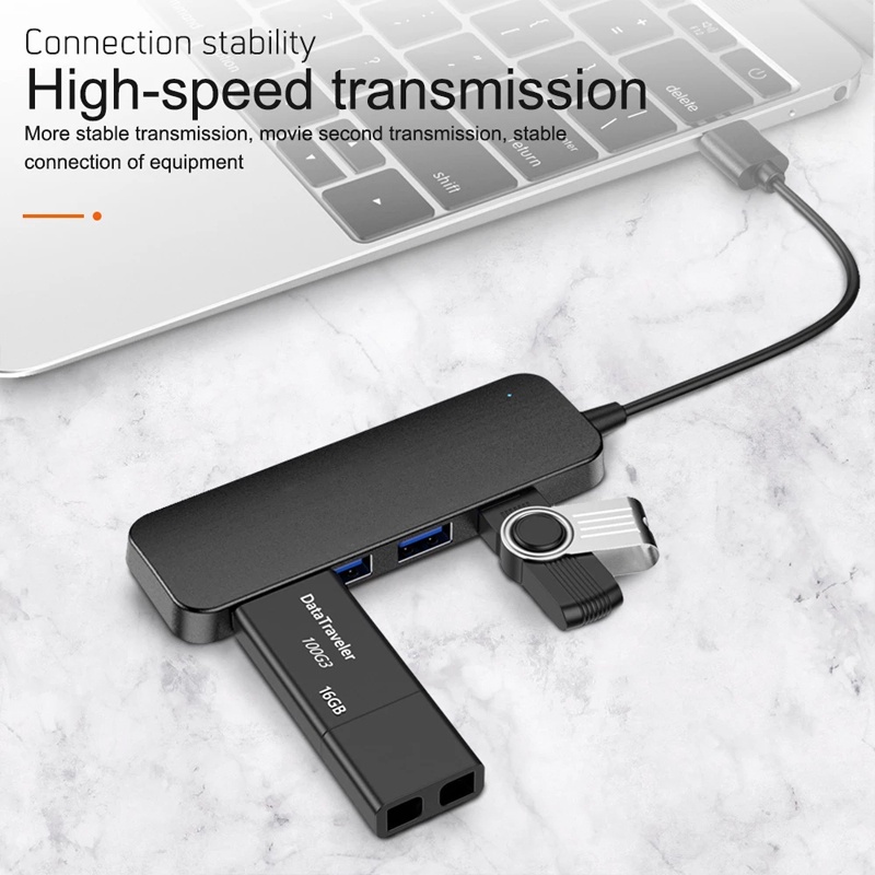 【CcExperts】4 cổng USB 3.0 HUB siêu mỏng Đèn báo tốc độ cao Bộ đèn USB Hub cho nhiều thiết bị Máy tính Máy tính xách tay Máy tính để bàn Bộ chuyển đổi PC USB 3.0 HUB