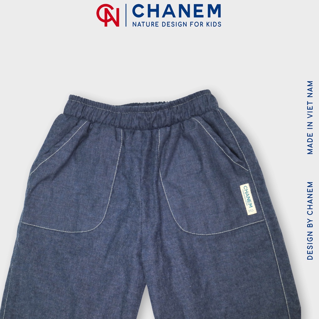 Đồng phục học sinh CHANEM cho bé trai (3-10 tuổi) Áo trắng phối lá móc thủ công độc đáo phối quần dài 2 túi khỏe khoắn