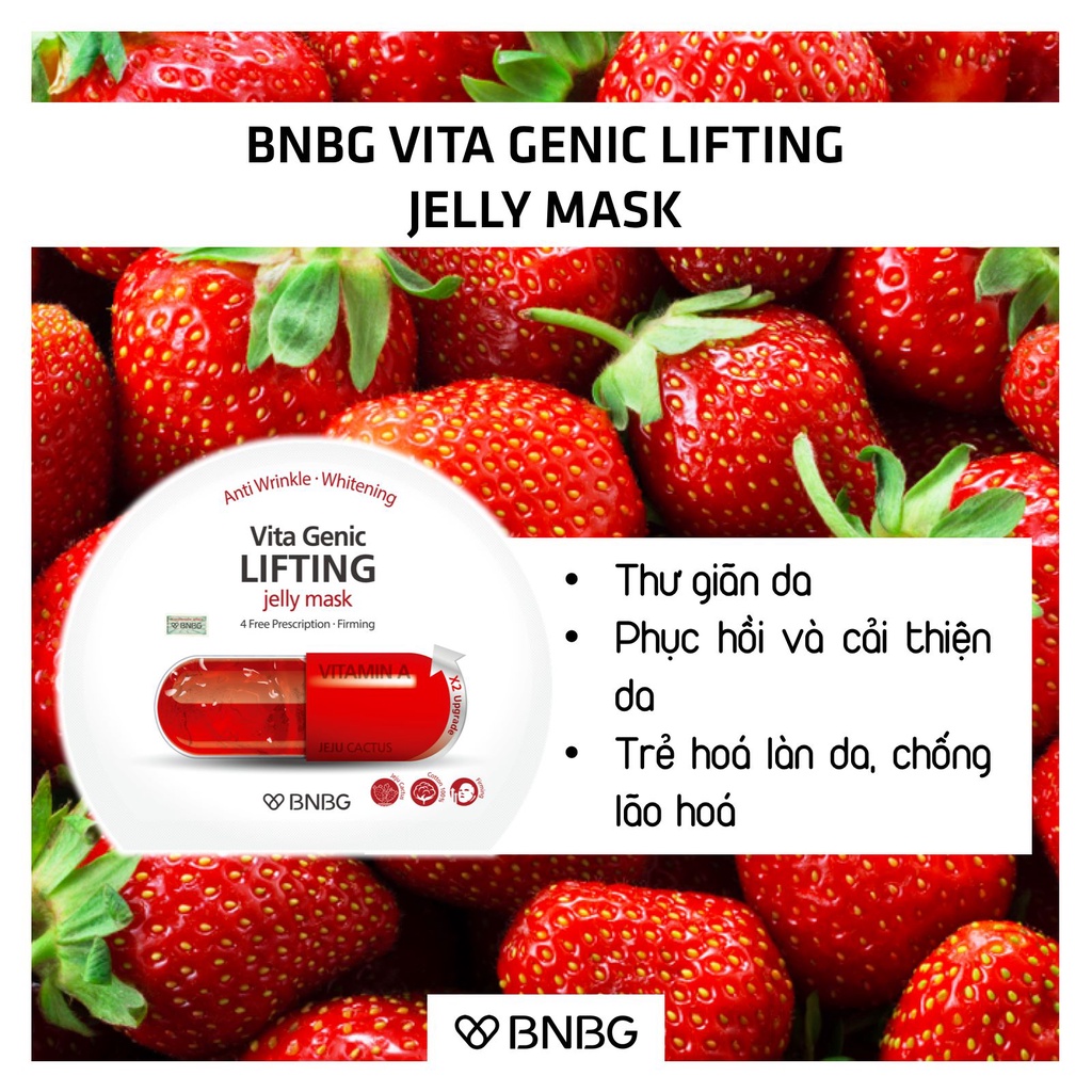 Mặt Nạ BNBG Đỏ Vita Genic Lifting Jelly Mask [MIẾNG LẺ] Chống Lão Hóa Nâng Cơ Dưỡng Sáng Và Đều Màu Da NHẬP KHẨU