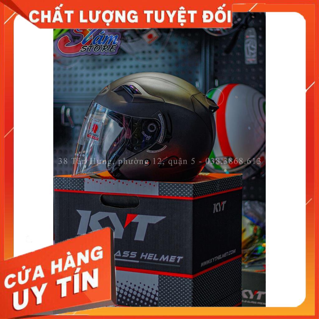 [CHÍNH HÃNG] MŨ BẢO HIỂM 3/4 KYT ĐEN NHÁM YWVNX0X1_NÓN BẢO HỘ YWVNX