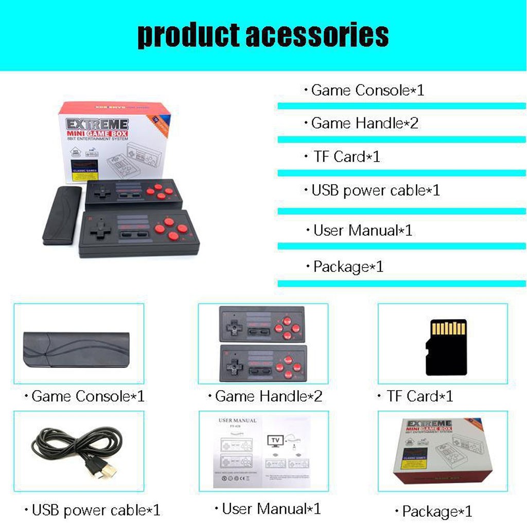 Máy Chơi Game 4 Nút Mini Không Dây Tích Hợp 628 Game chơi 8 bit đầu ra HDMI [ 2021 ] -dc4513