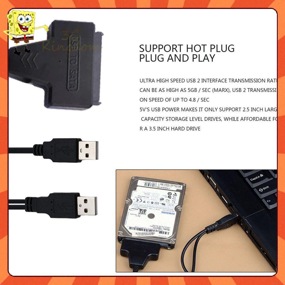 Dây Cáp Chuyển Đổi Usb 2.0 Sang Sata 22pin Cho Ổ Cứng Hdd 2.5inch | BigBuy360 - bigbuy360.vn