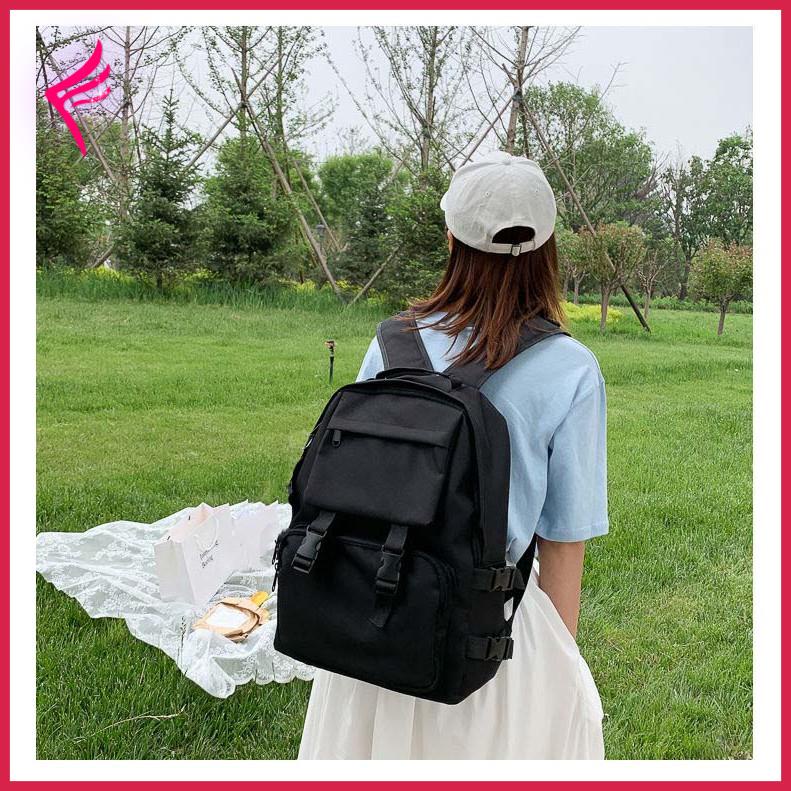Balo Ulzzang trượt nước, balo thời trang nam nữ, hai khóa nhựa song song, đi học, đi chơi