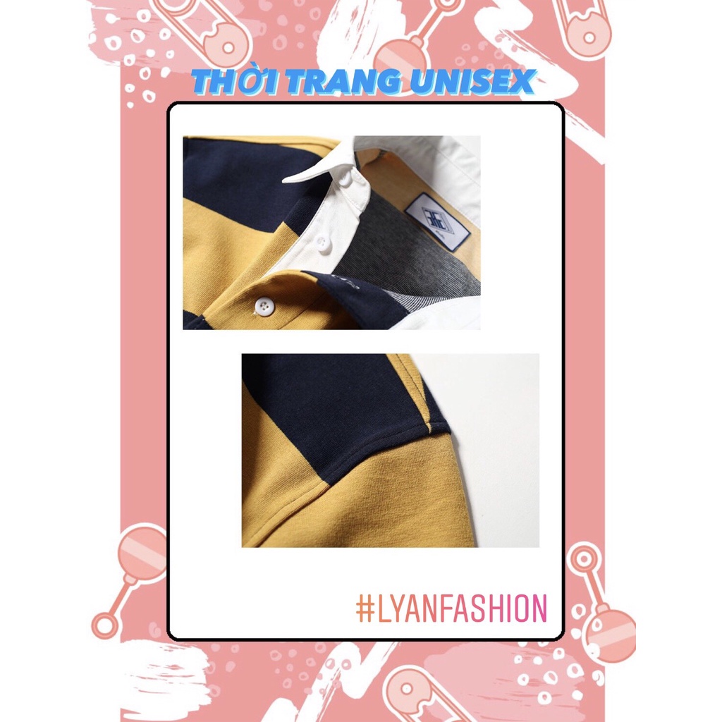 [LT370] Áo Sweater Polo kẻ vàng đen, oversize unisex cực kỳ thời trang cho giới trẻ genz | BigBuy360 - bigbuy360.vn