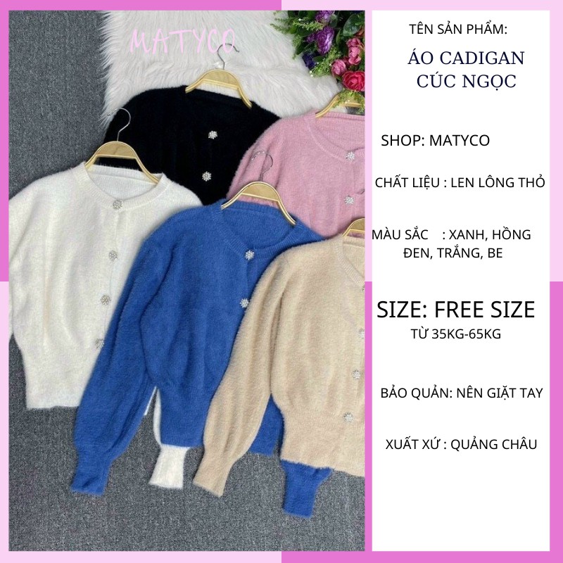 ÁO LEN LÔNG THỎ CADIGAN CÚC ĐÁ HOA | BigBuy360 - bigbuy360.vn