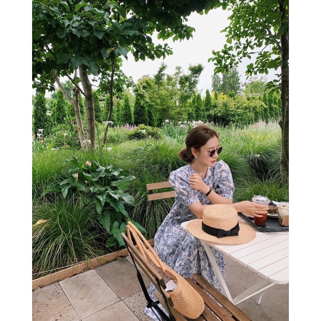 Đầm Suông Cổ Tròn Dáng Dài Váy Suông Hoạ Tiết Thời Trang Thanh Lịch Phong Cách Hàn Quốc