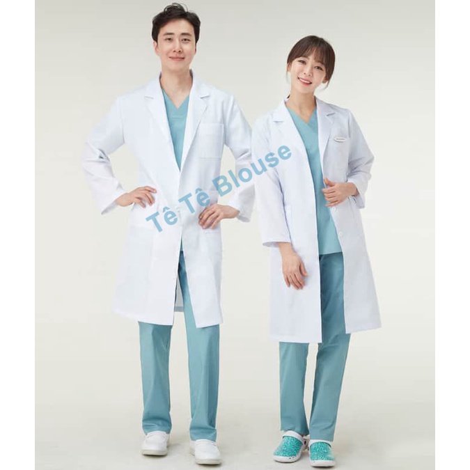 Áo Blouse Trắng Bác Sĩ Dáng Dài Tới Gối Dành Cho Nam Nữ Dày, Đẹp, Hàng Thô Cotton Cao Cấp
