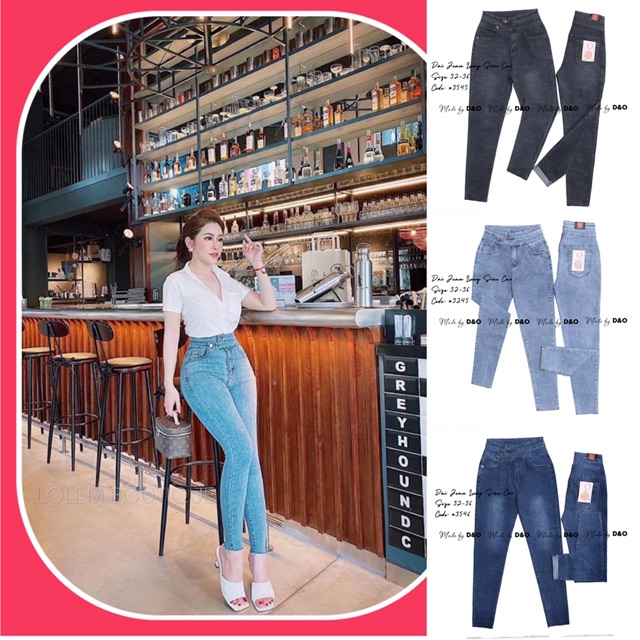 [Size 32-36] Quần Dài Jeans Lưng Siêu Cao - 2 Nút / Tôn Dáng Ôm Gọn Eo Bụng / Co Giãn Mạnh