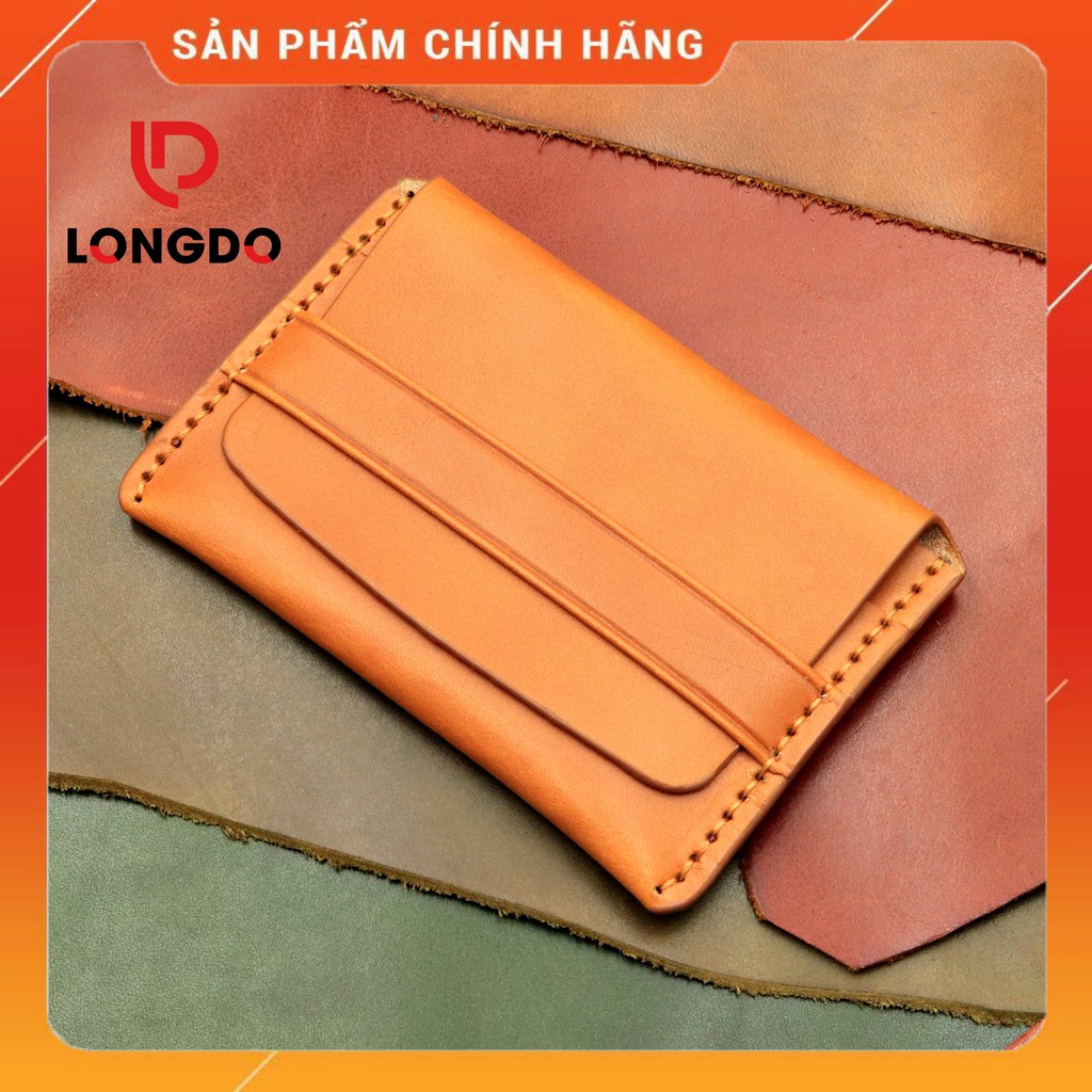 Ví Đựng Card Cao Cấp Da Pullup - Cam Kết 100% Da Bò Thật - Màu Vàng Bò Hàng Chính Hãng Thương Hiệu Longdo Leather - C01