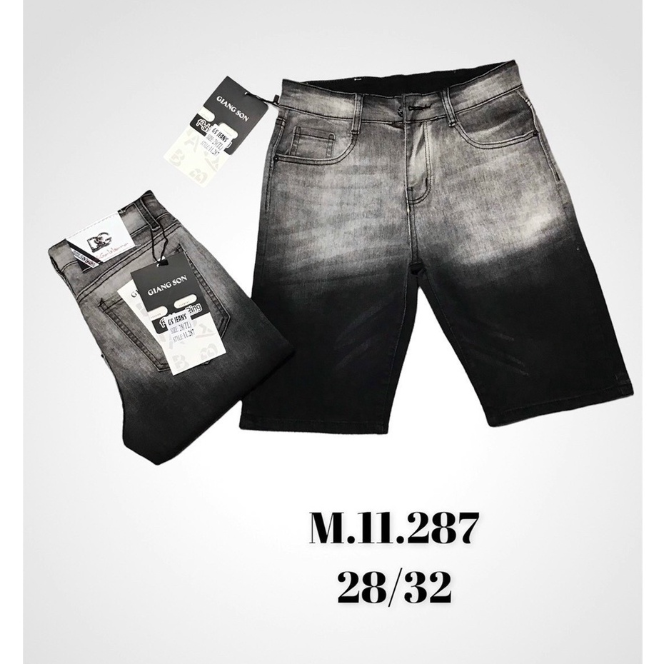Quần short jean nam màu đen trơn loang trắng co giãn vài dày dặn VB-SHOP602