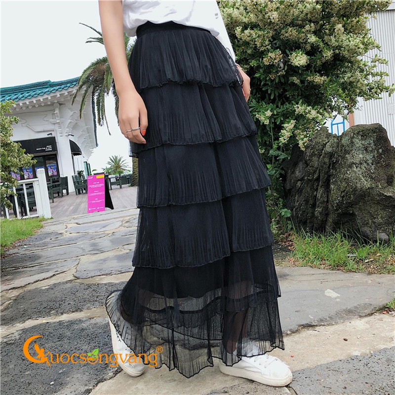 Chân váy xếp lớp chân váy midi hai lớp GLV088 Cuocsongvang