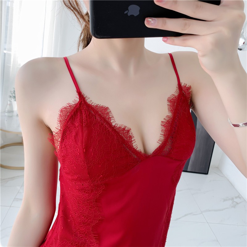 👙👙 Váy ngủ cổ lụa viền ren MD008☀️☀️ | BigBuy360 - bigbuy360.vn