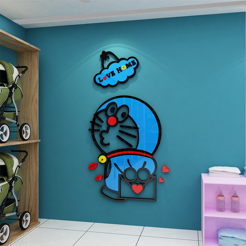 Tranh mica 3d dán tường các mẫu tranh hình gấu, thỏ, doremon trang trí tường, cửa kính ra vào, cửa hàng kinh doanh