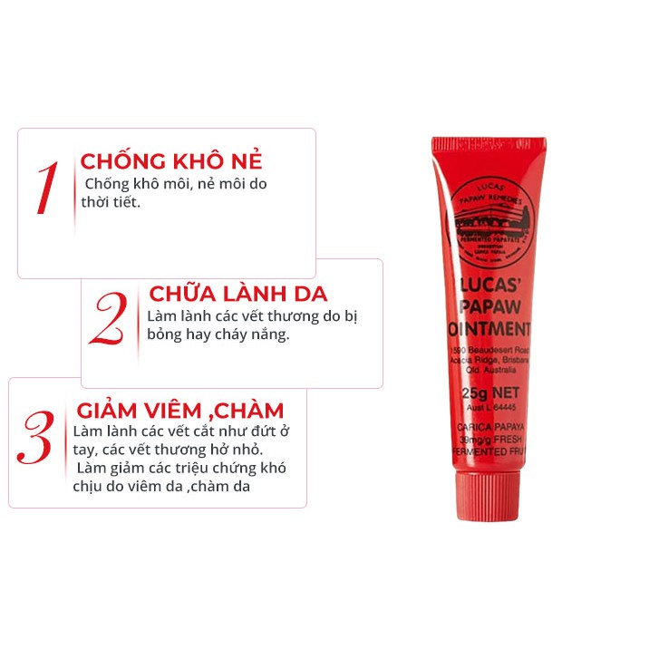 Tuýp Kem Đa Năng Dưỡng Môi Căng Mọng Đu Đủ Lucas Papaw Ointment vibesvietnam